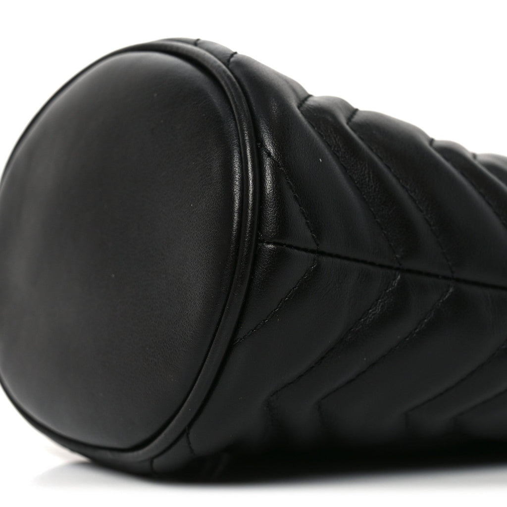 Calfskin Matelasse Mini GG Marmont 2.0 Bucket Bag Black