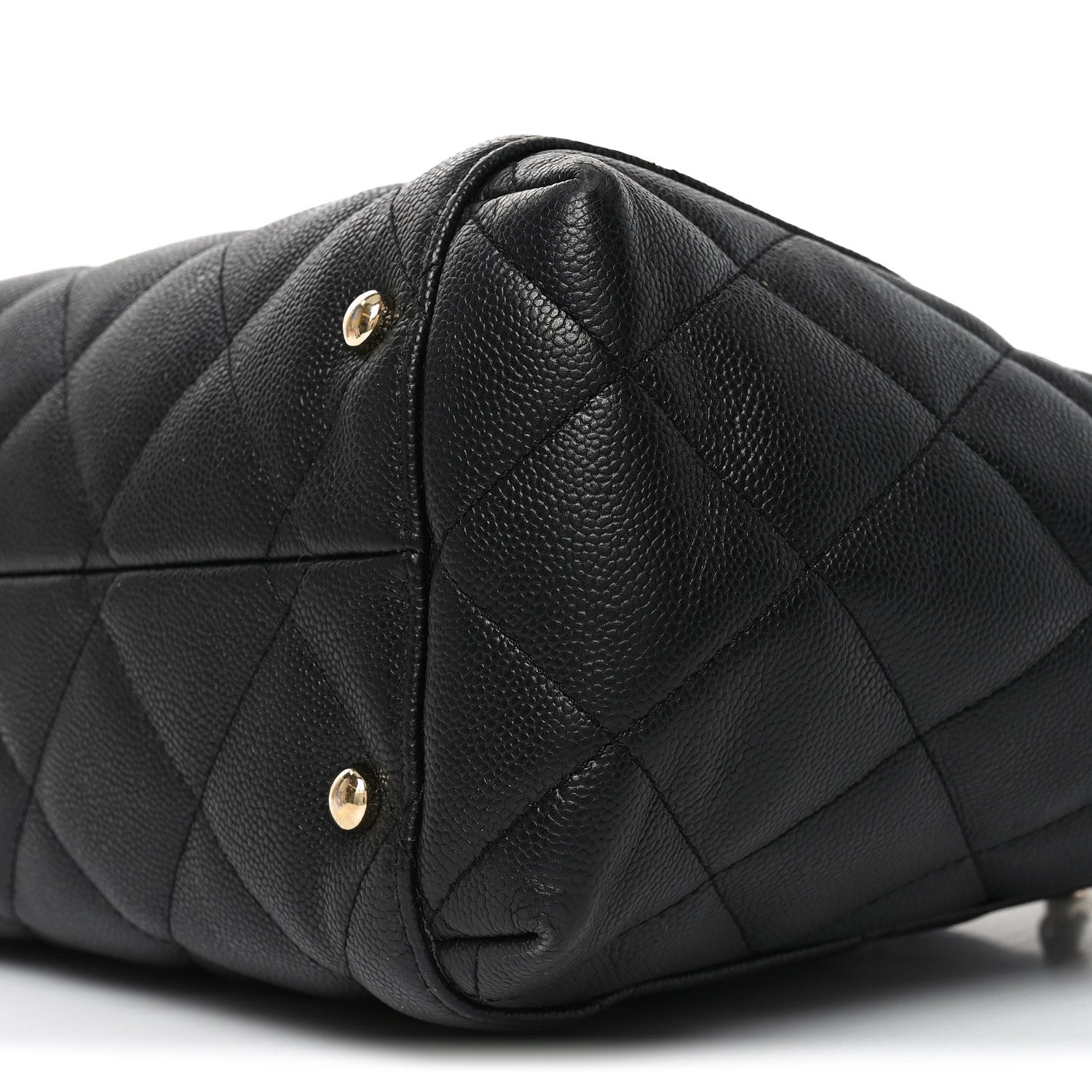 Caviar Quilted Small Shopping Tote Black