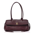 Grained Calfskin Stitched Urban Essentials Small Shopping Bag Burgundy