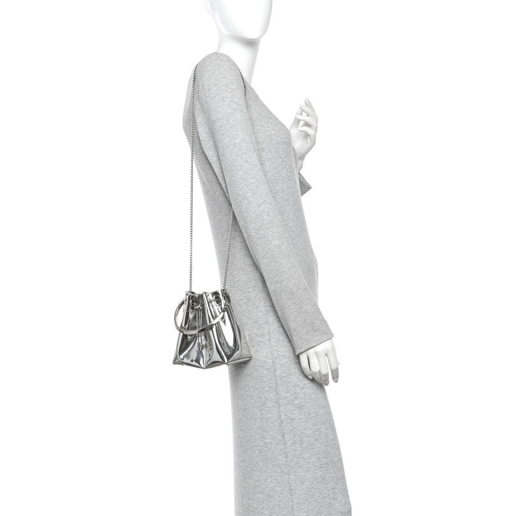 Metallic Patent Bon Bon Bag Silver