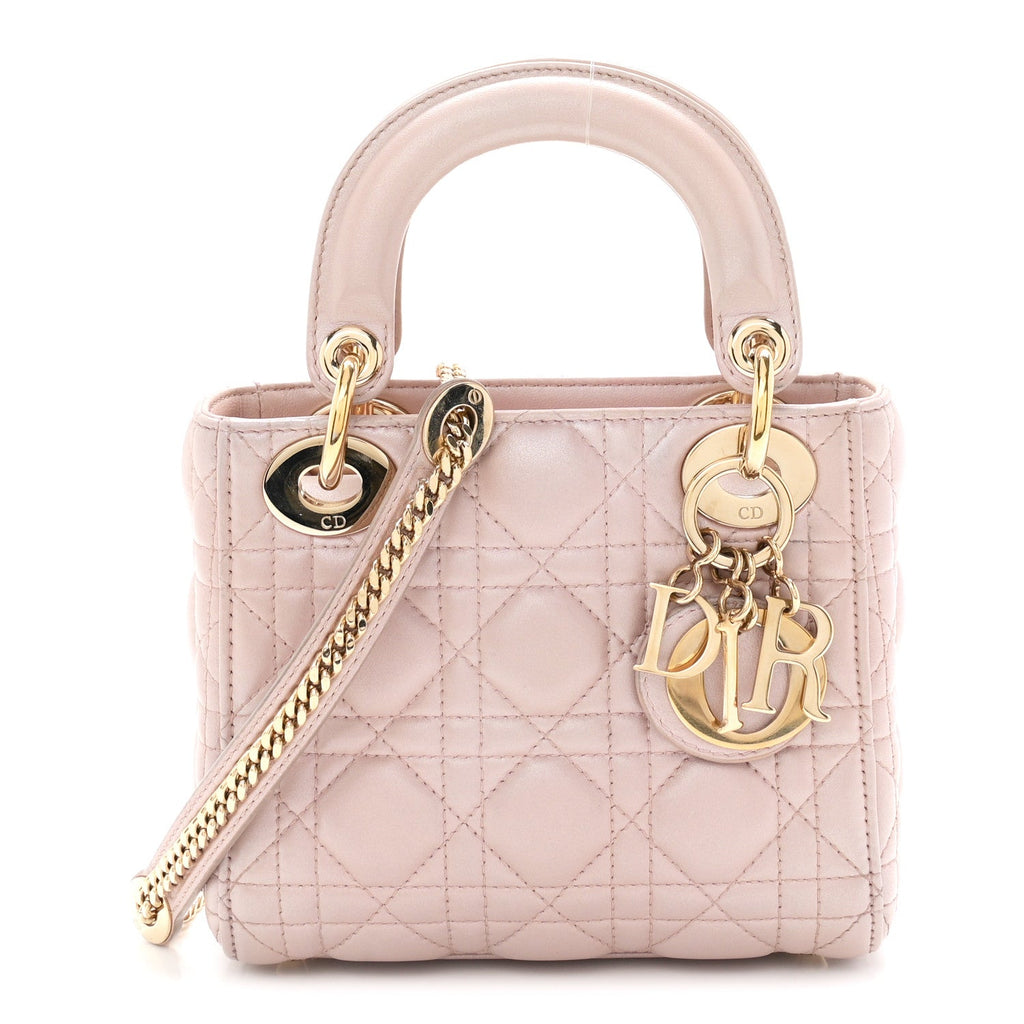 Metallic Lambskin Cannage Mini Lady Dior Lotus
