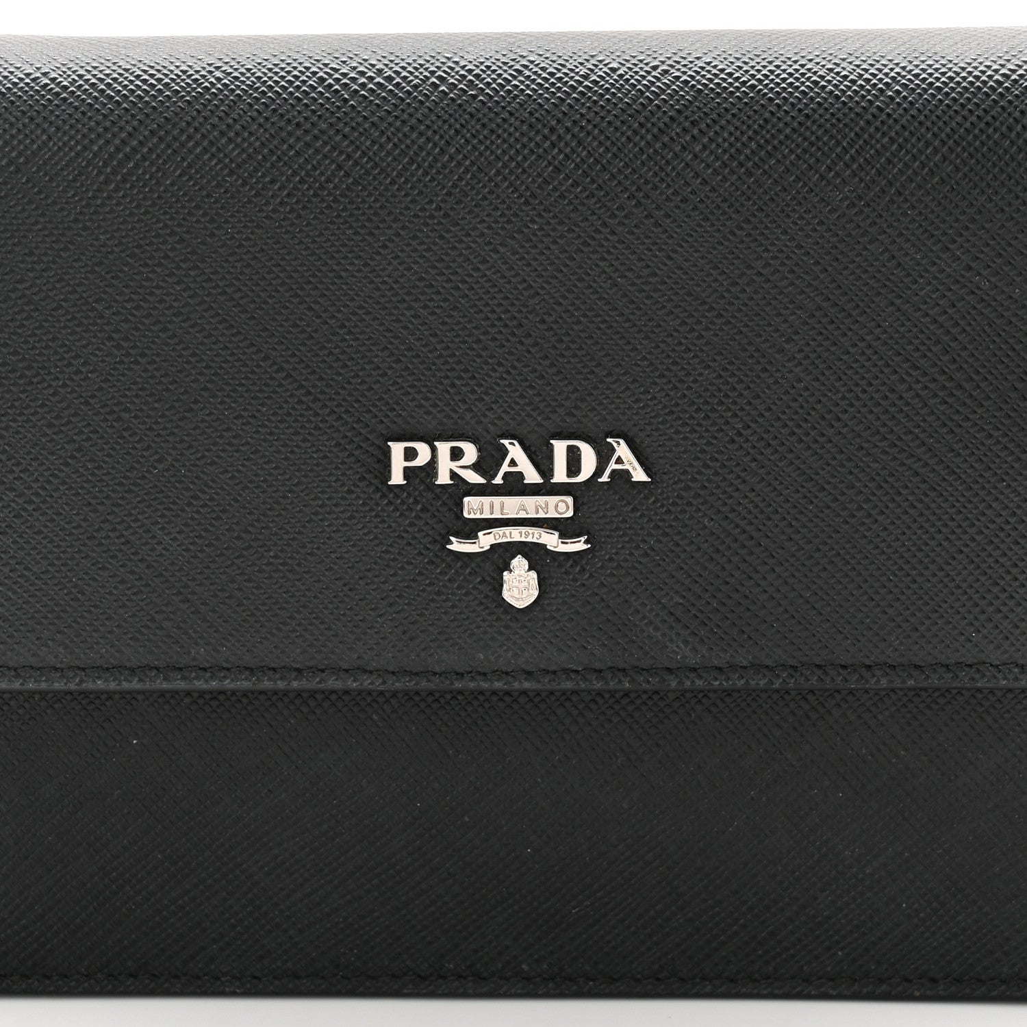 Saffiano Metal Flap Wallet With Strap Black