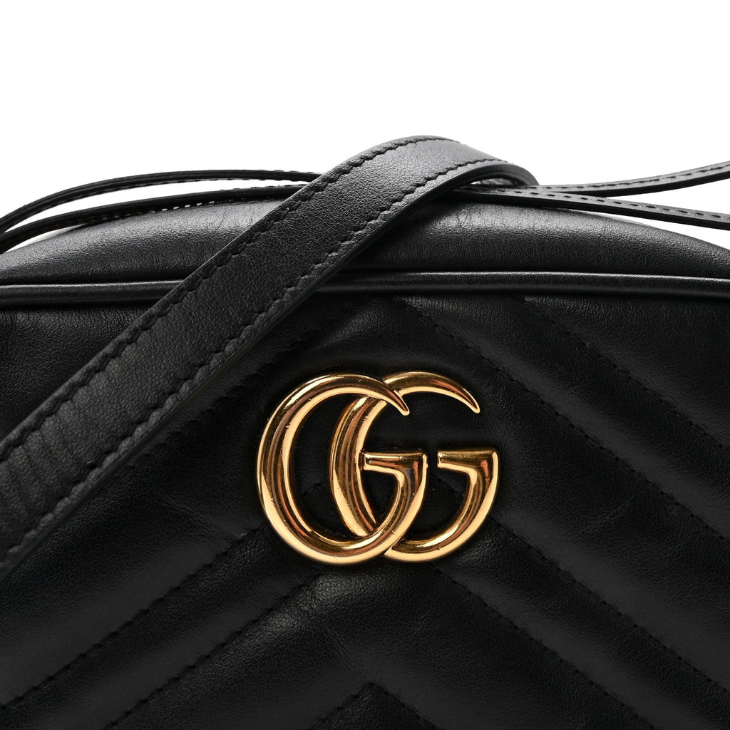 Calfskin Matelasse Mini GG Marmont Chain Shoulder Bag Black