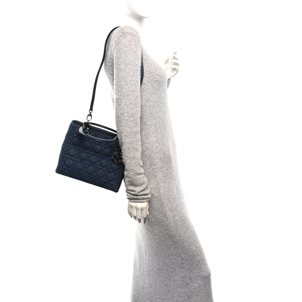 Denim Cannage Medium Lady Dior Blue Black Blue Black