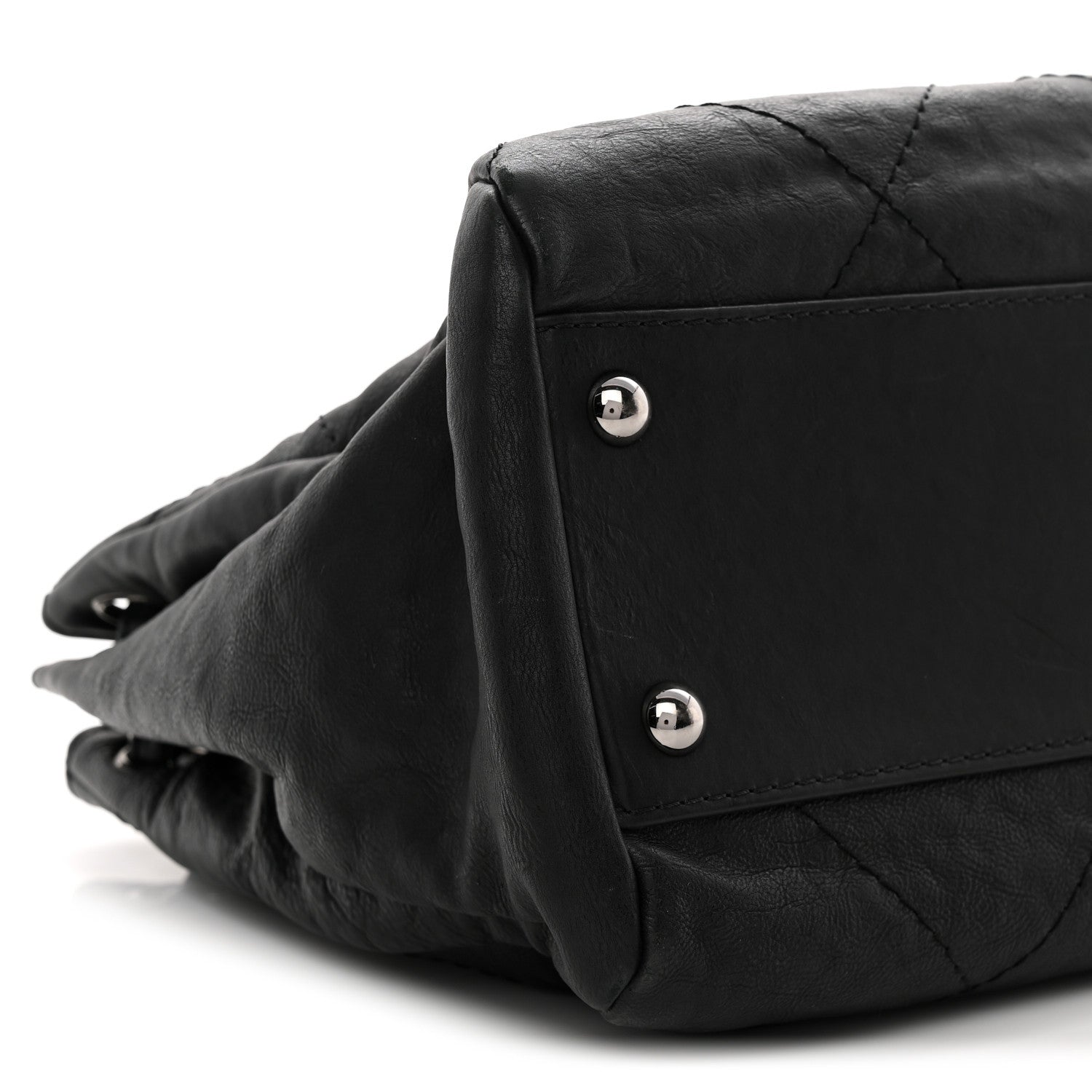 Calfskin Quilted Large Hamptons Flap Black