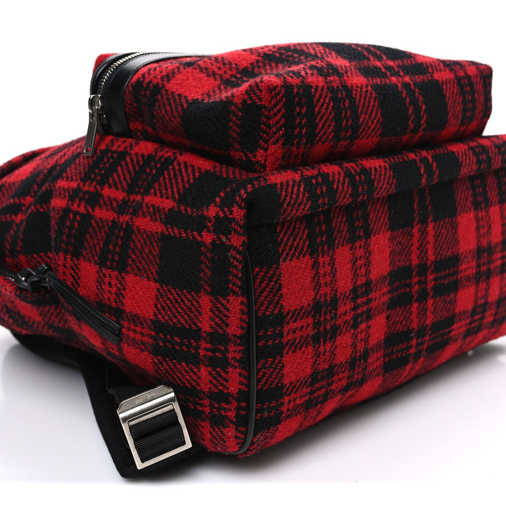 Wool Tartan City Backpack Red Black