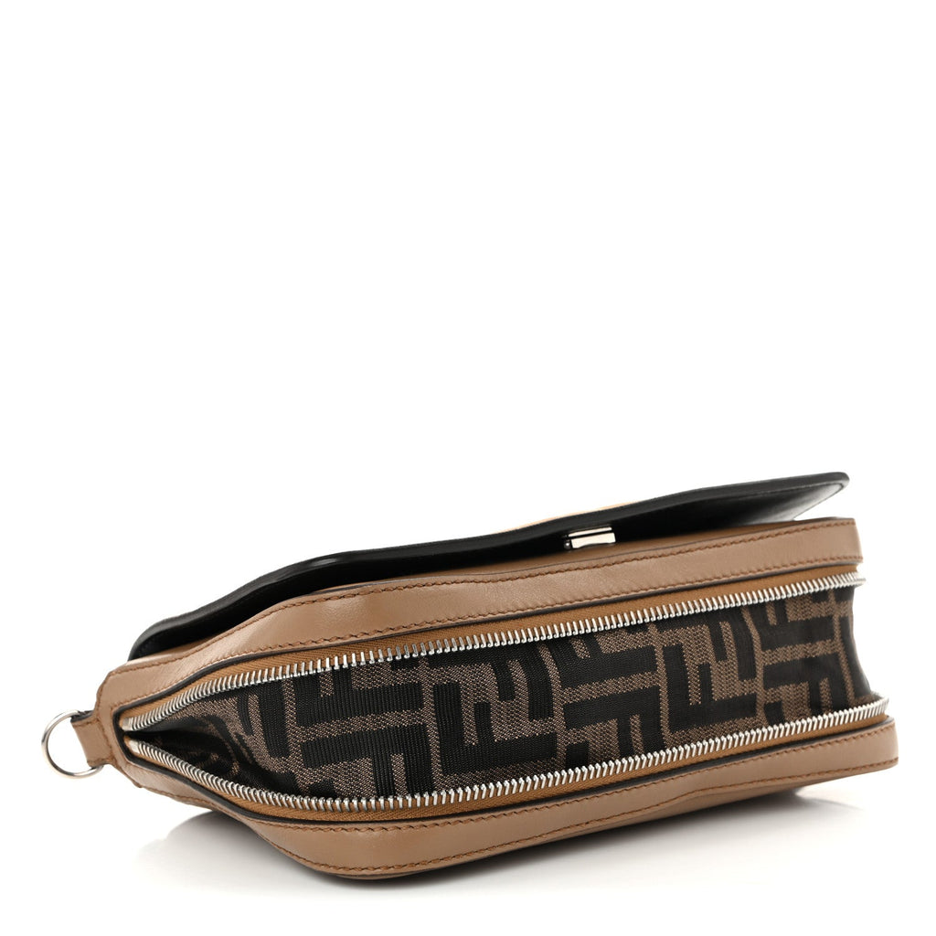 Vitello Grace Suede FF 1974 Embossed Mini Expandable Flap Bag Sand Sughero