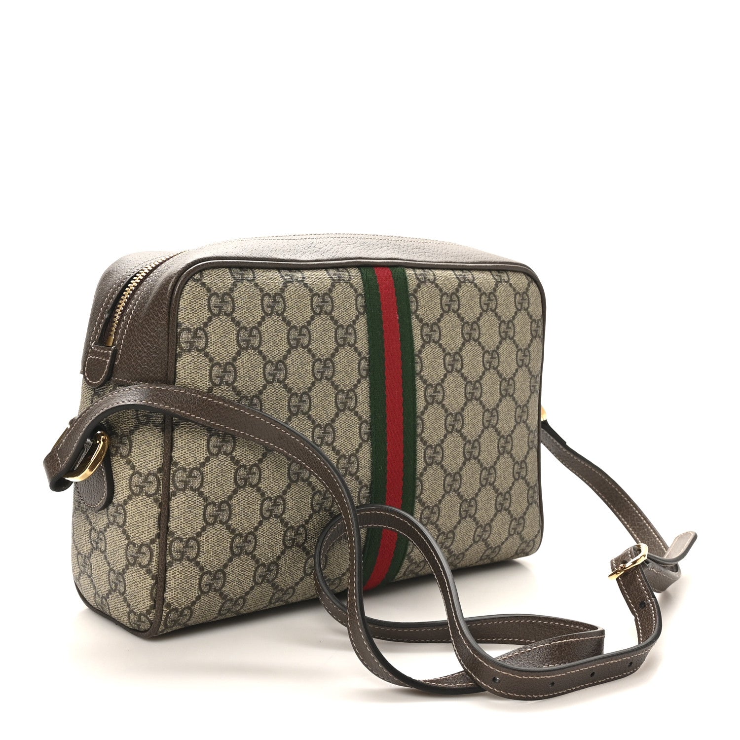 GG Supreme Monogram Web Small Ophidia Shoulder Bag Brown