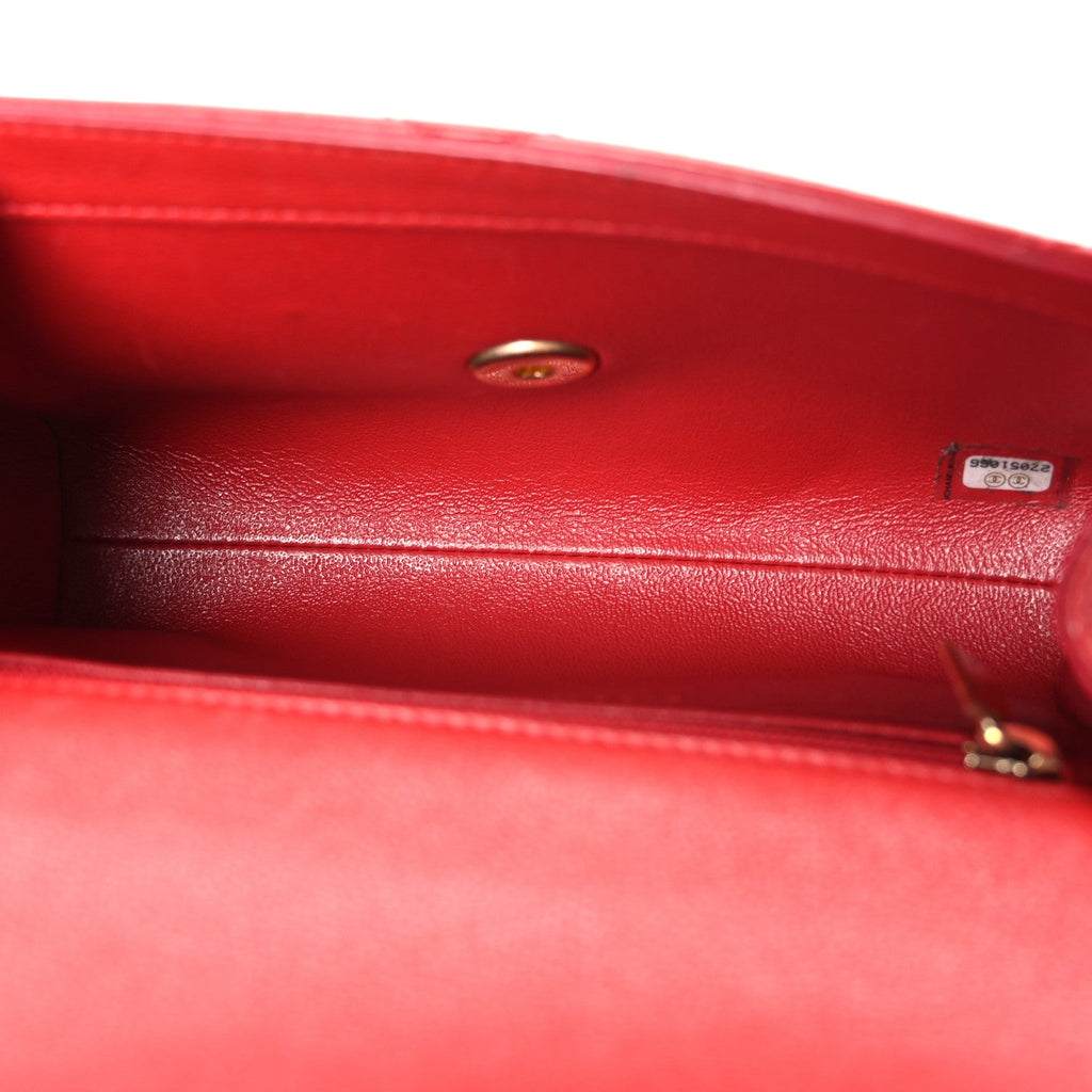 Calfskin Chevron Stitched Coco Waist Bag Red