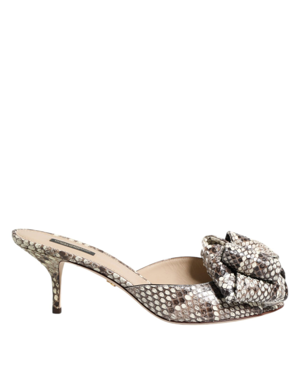 Dolce & Gabbana Multicolor Keira Bow Leather Peep Toe Mules Women's Shoes