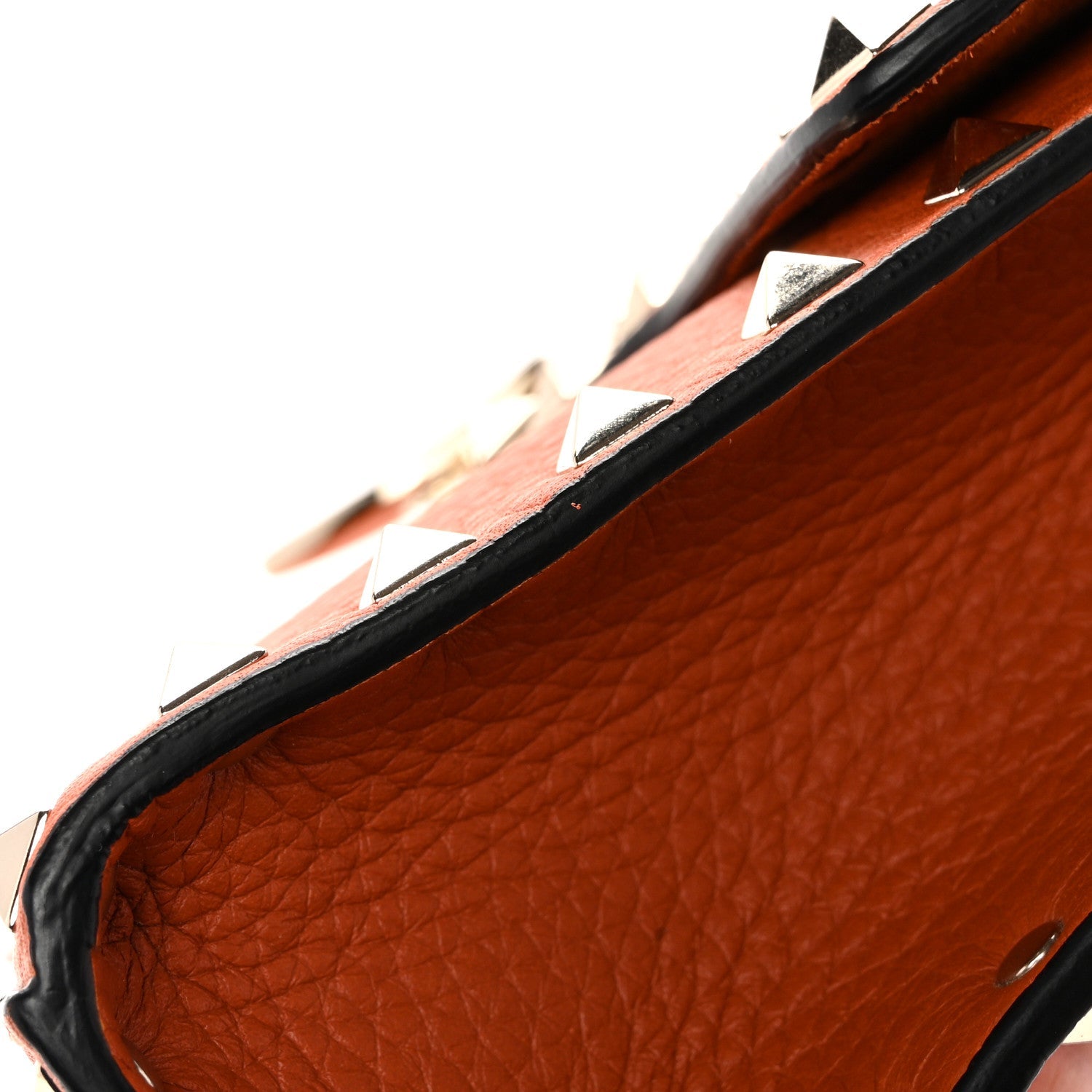 Pebbled Calfskin Medium Rockstud Flip Lock Crossbody Bag Orange