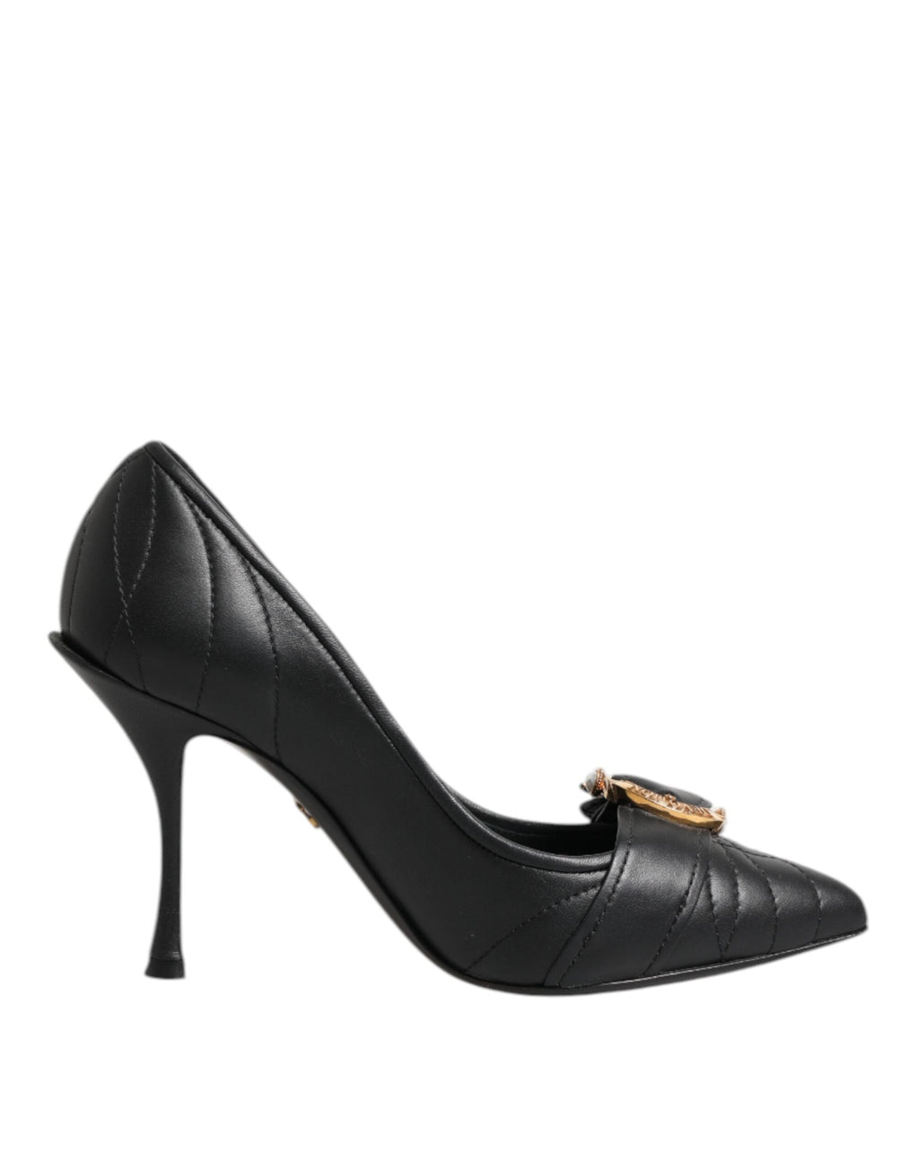 Dolce & Gabbana Black Devotion Leather Heels Pumps Women's Shoes