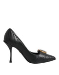 Dolce & Gabbana Black Devotion Leather Heels Pumps Women's Shoes