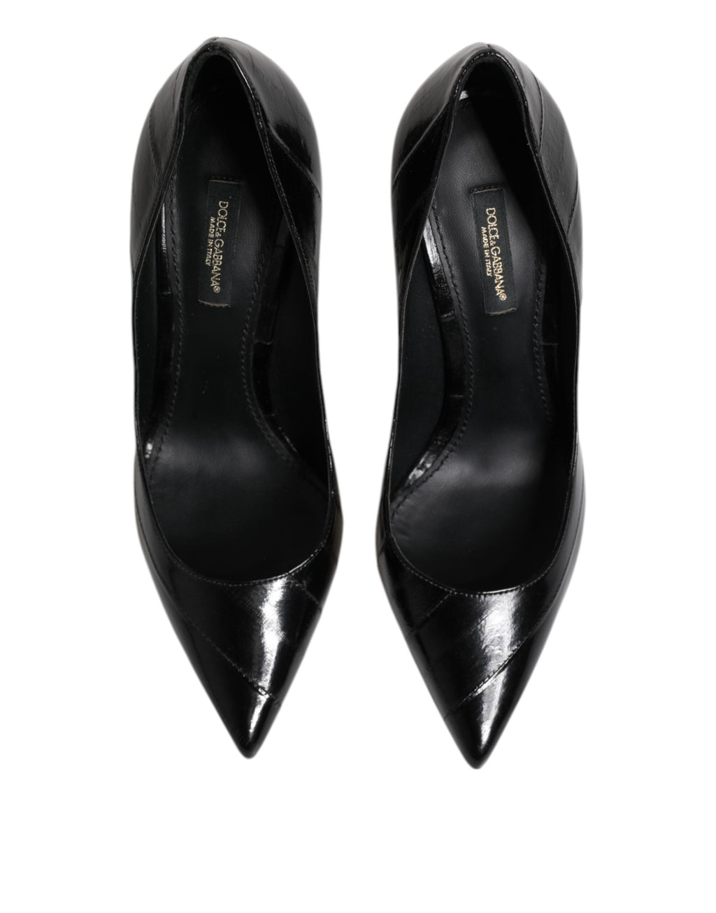 Dolce & Gabbana Black Leather Stiletto High Heels Pumps Women's Shoes