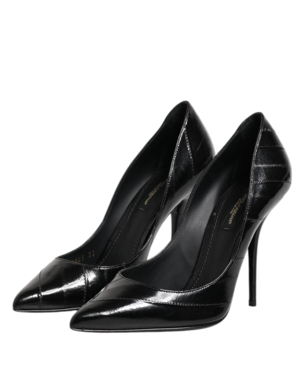 Dolce & Gabbana Black Leather Stiletto High Heels Pumps Women's Shoes