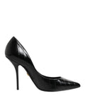 Dolce & Gabbana Black Leather Stiletto High Heels Pumps Women's Shoes