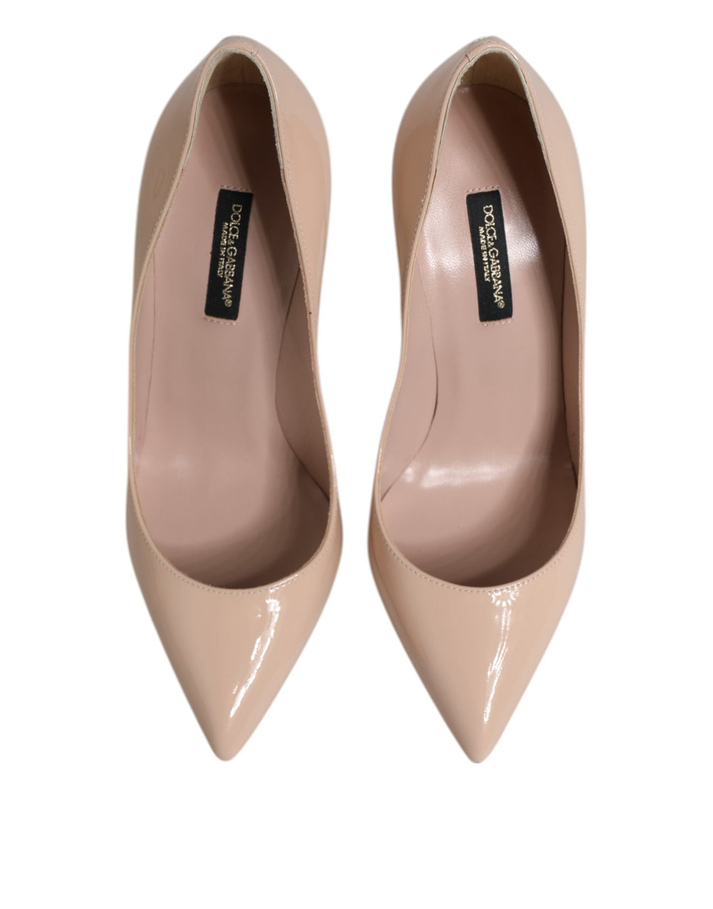 Dolce & Gabbana Beige Patent Leather Stiletto Heel Pumps Women's Shoes