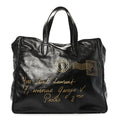 Textured Patent Y-Mail Tote Black