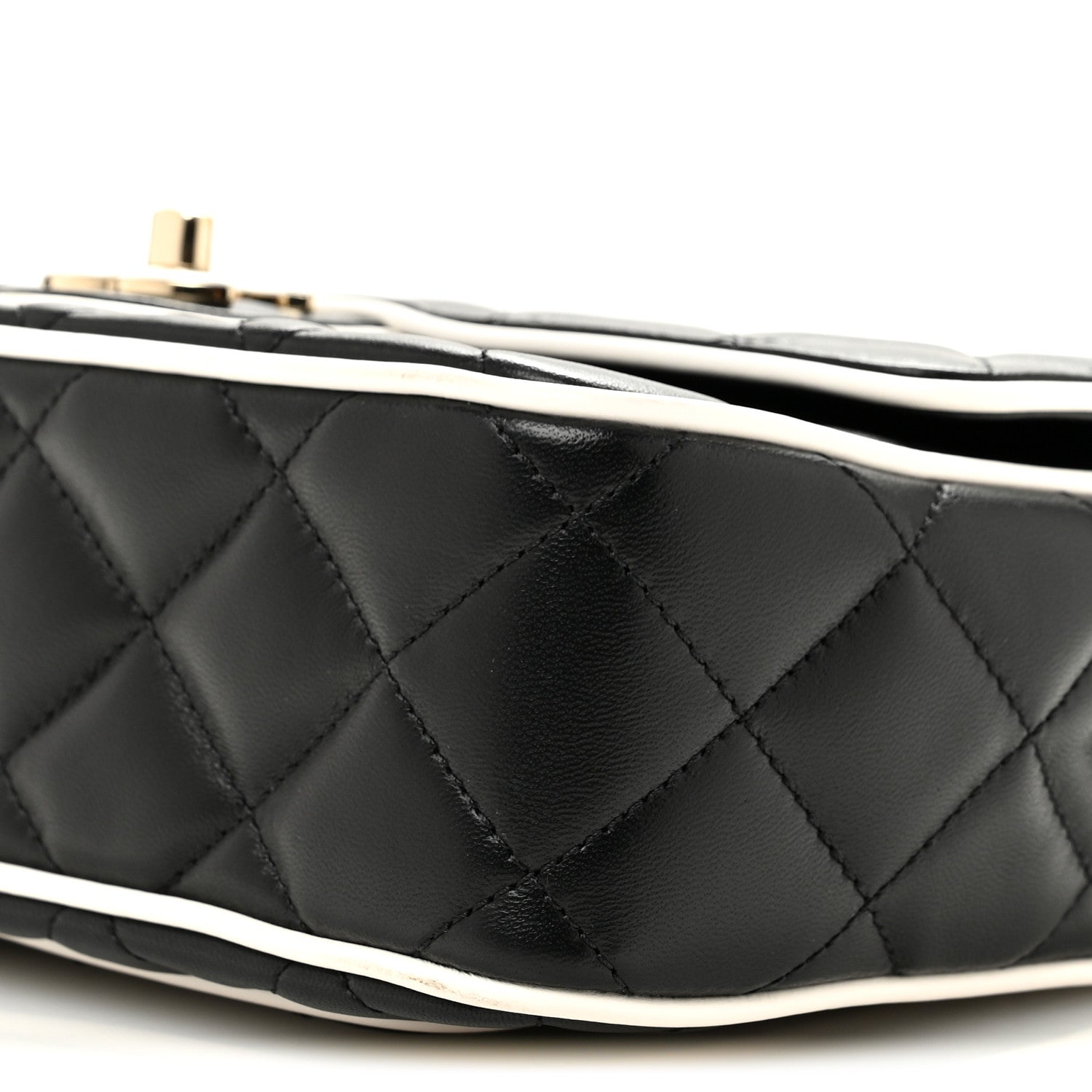 Lambskin Quilted Resin Graphic Frame Flap Bag Black White