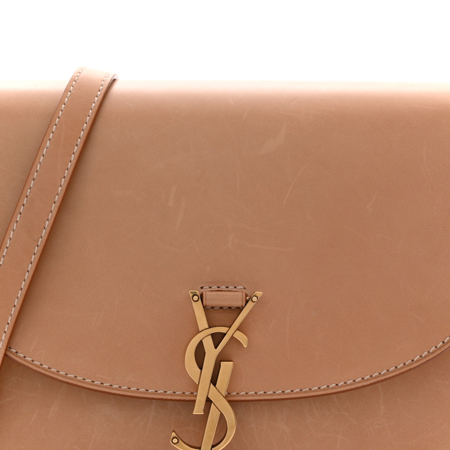 Smooth Vintage Calfskin Monogram Medium Kaia Satchel Gold
