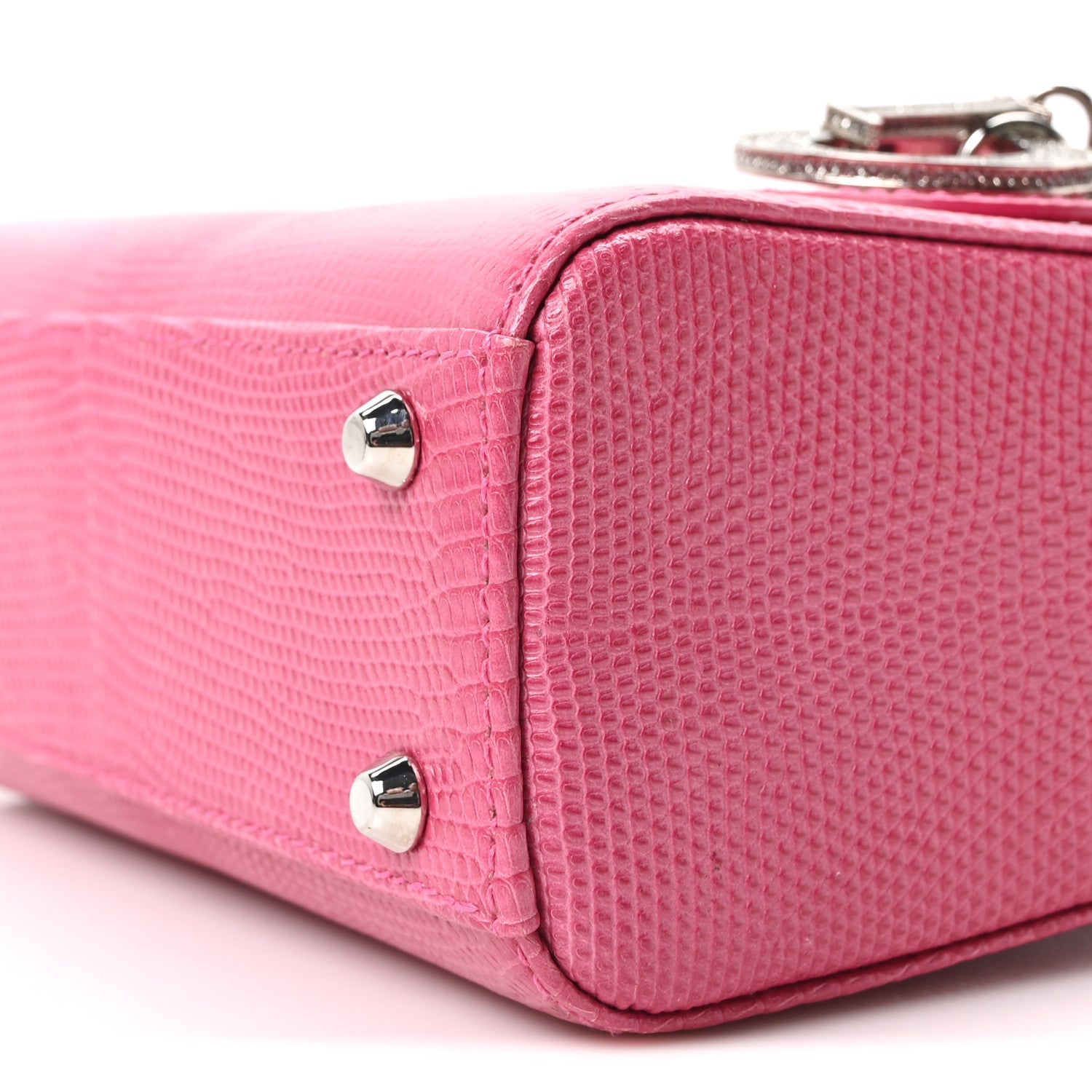 Lizard Swarovski Crystal Mini Lady Dior Dark Pink