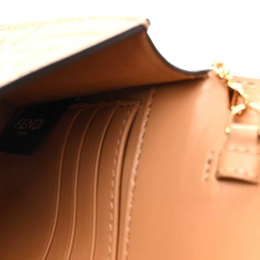 Vitello Ceylon Bi-Color FF 1974 Embossed FF Diamonds Chain Wallet Miele Scuro