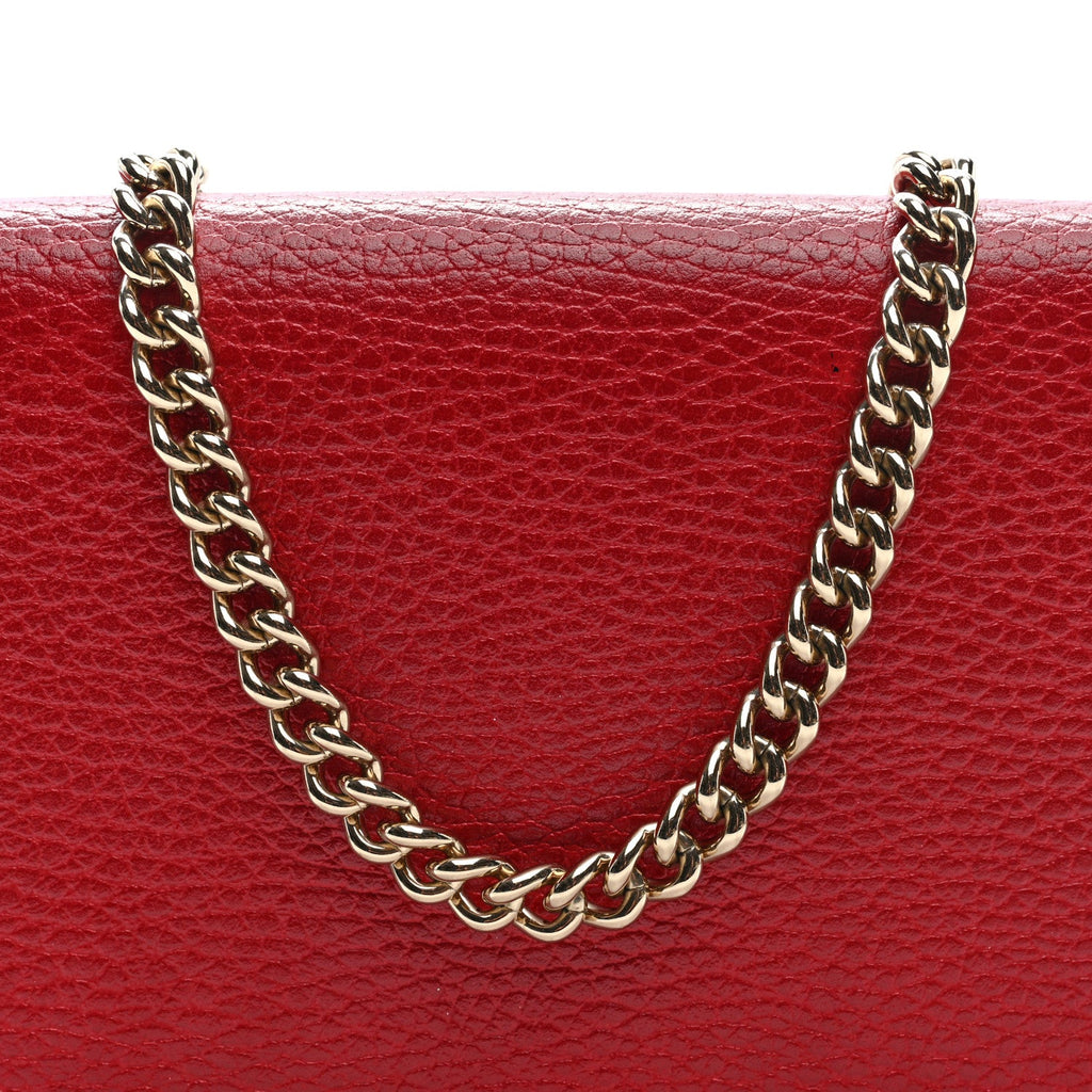 Dollar Calfskin Medium Betty Chain Wallet Red