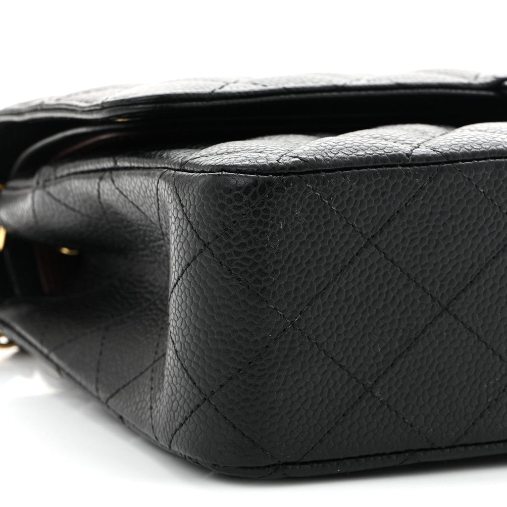 Caviar Quilted Medium Double Flap Black