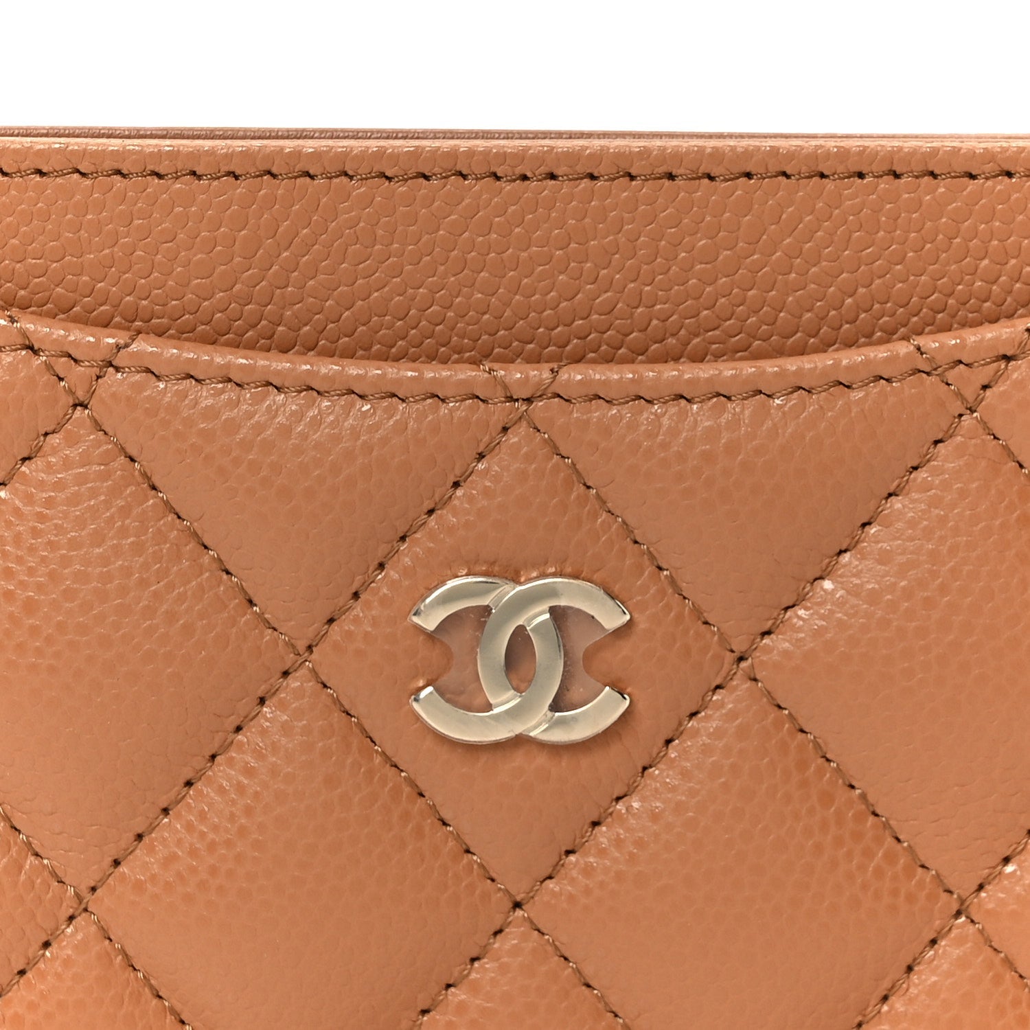Caviar Quilted Card Holder Brown