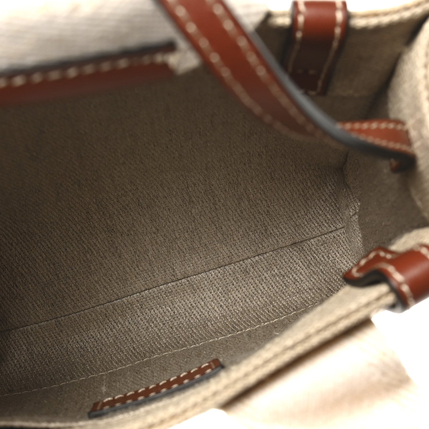 Cotton Calfskin Mini Woody Ribbon Tote With Strap White Brown
