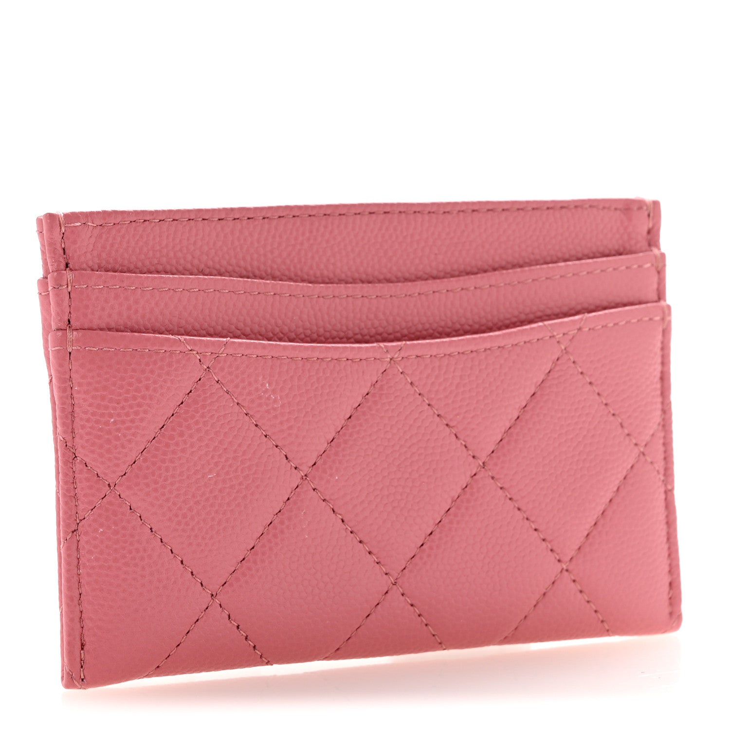 Caviar Quilted Card Holder Dark Pink
