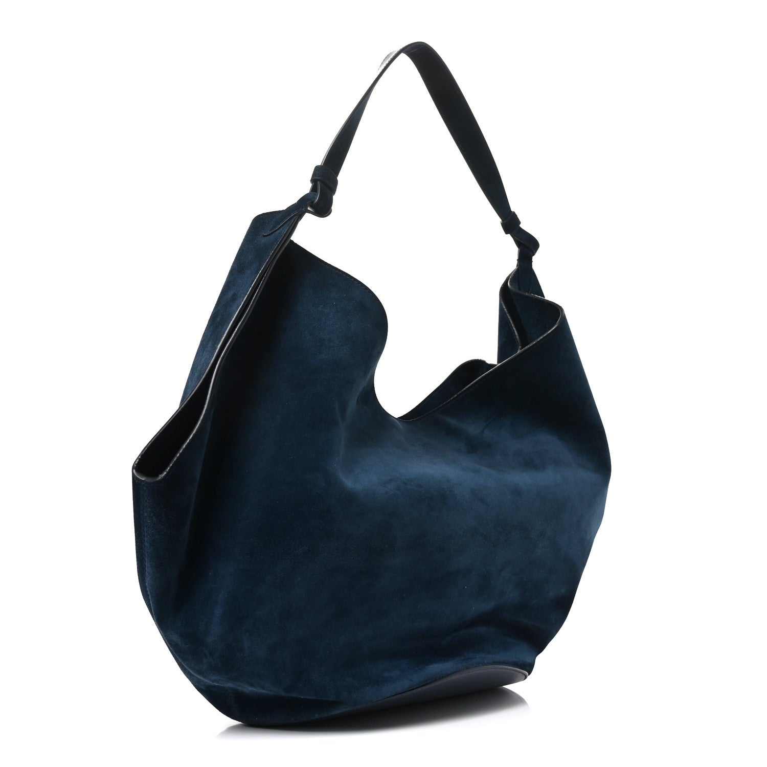 Suede Calfskin Medium Lotus Tote Midnight