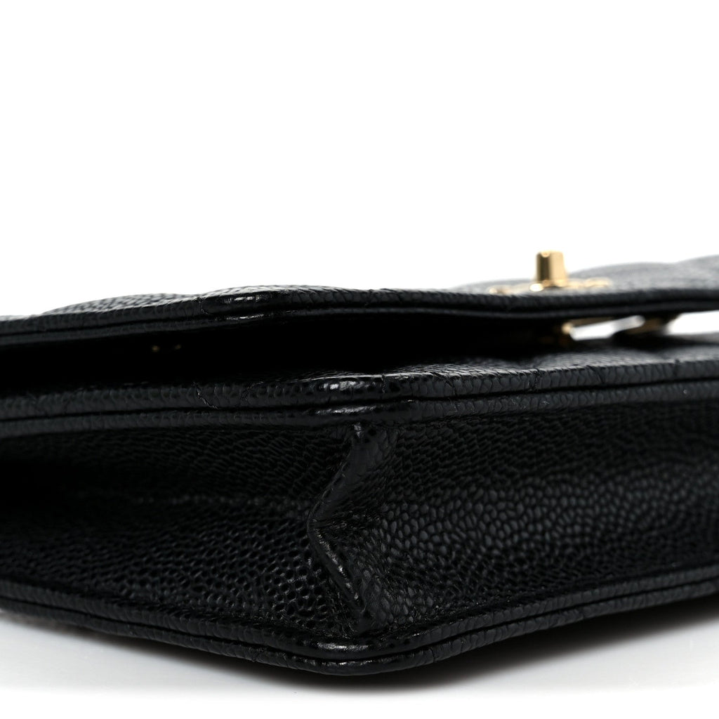 Caviar Quilted CC Turnlock Wallet On Chain WOC Black