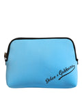 Dolce & Gabbana Blue Nylon DG Logo Print Clutch Zip Pouch Women's Bag ( )