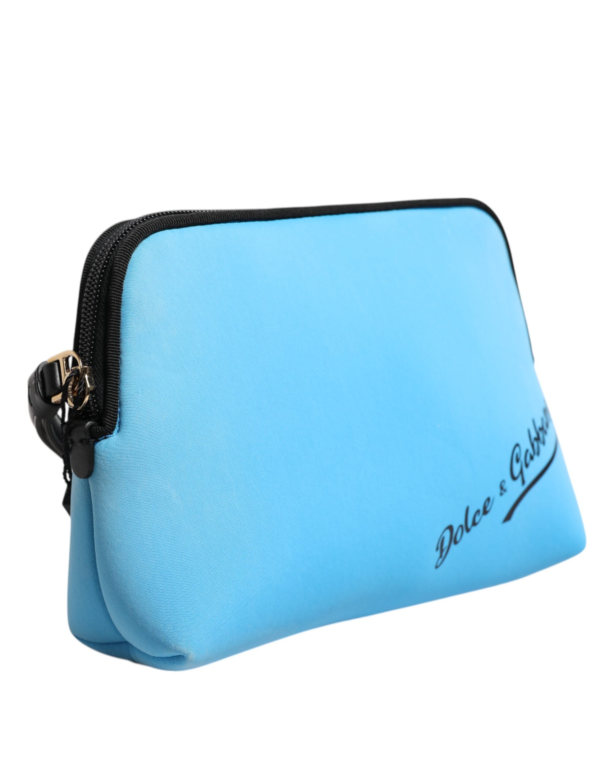 Dolce & Gabbana Blue Nylon DG Logo Print Clutch Zip Pouch Women's Bag ( )