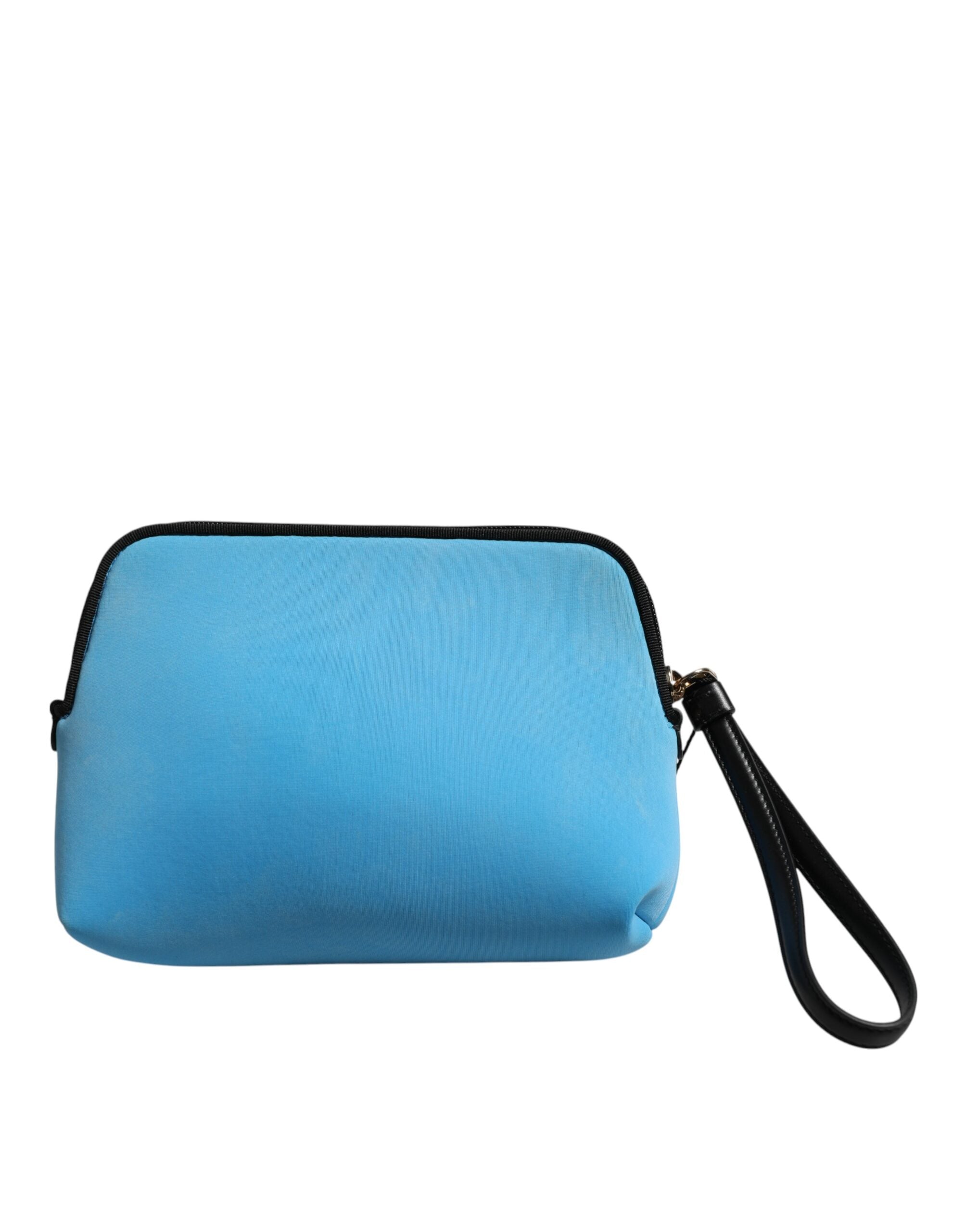 Dolce & Gabbana Blue Nylon DG Logo Print Clutch Zip Pouch Women's Bag ( )