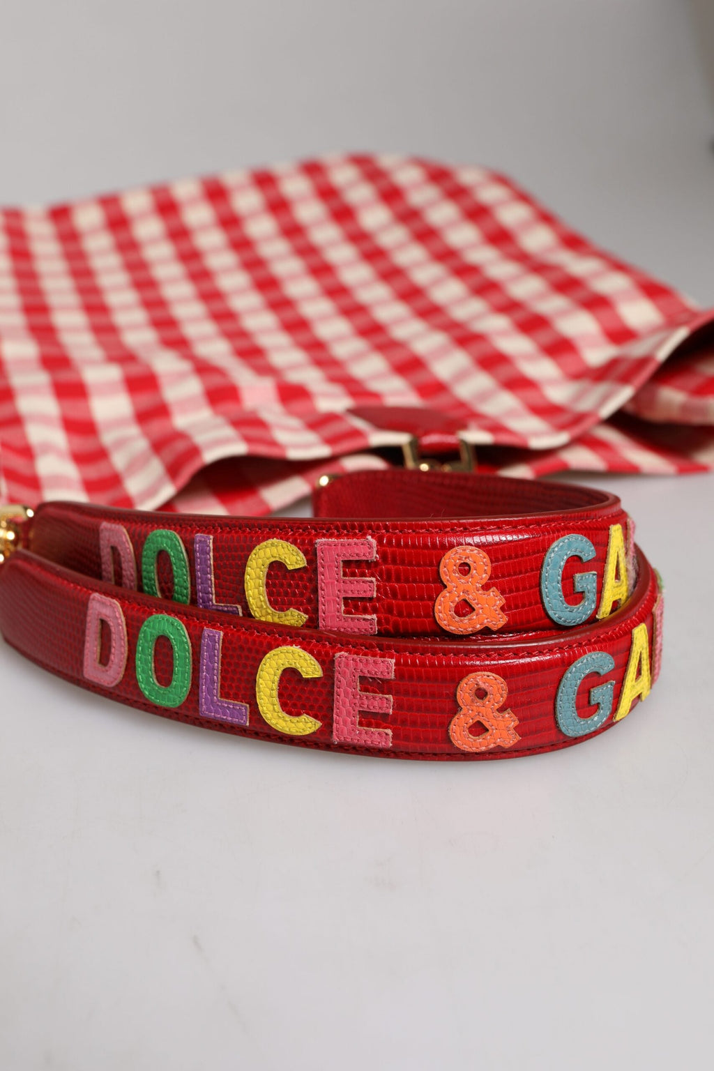Dolce & Gabbana Red I Love Pizza Rhinestone Embellished Tote Women's Bag ( )
