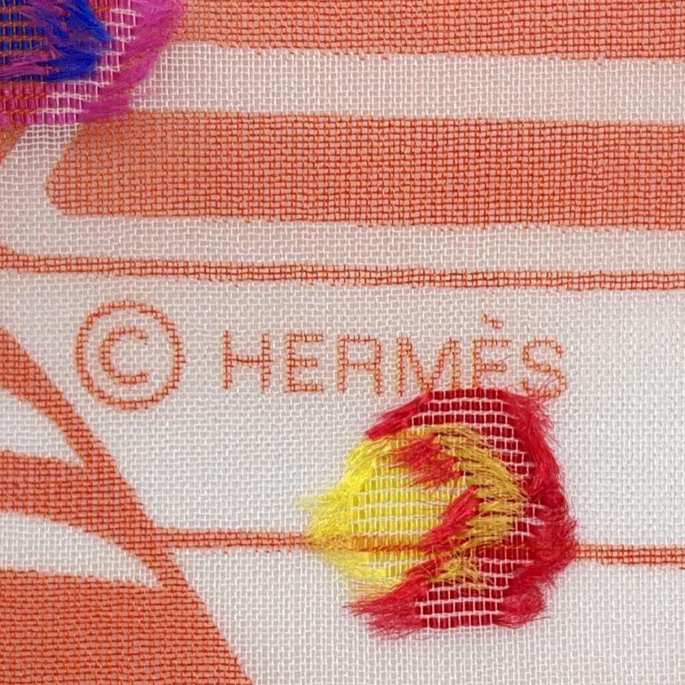 HERMES Carre Sangle en Zigzag Size 60 Orange/Multicolor Silk78% Acetate22%