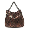 Metallic Snakeskin Crochet Large Soft and Chain Hobo Burgundy Multicolor