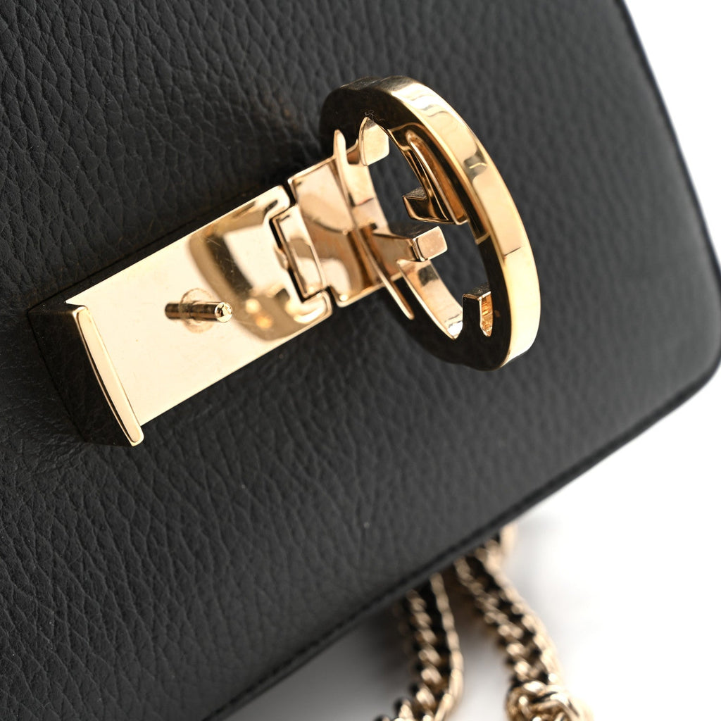 Dollar Calfskin Small Interlocking G Shoulder Bag Black