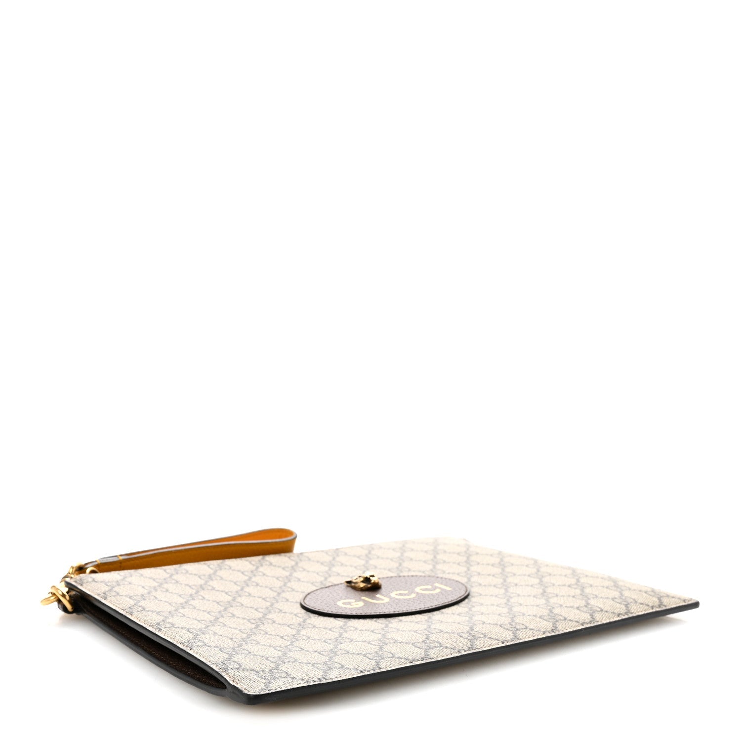 GG Supreme Monogram Neo Vintage Zip Wristlet Pouch Beige New Acero Crop