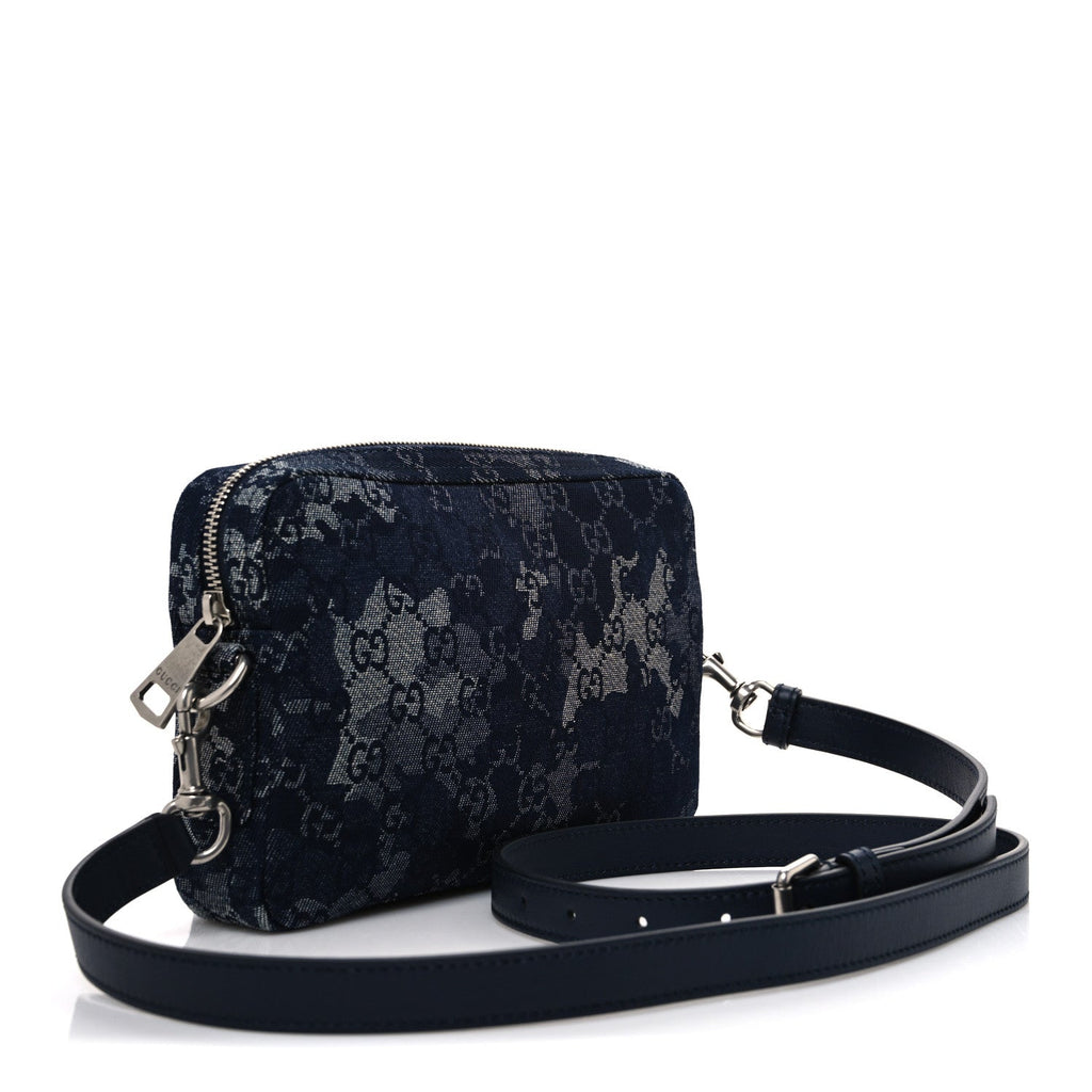 Denim GG Monogram Camouflage Small Crossbody Bag Blue