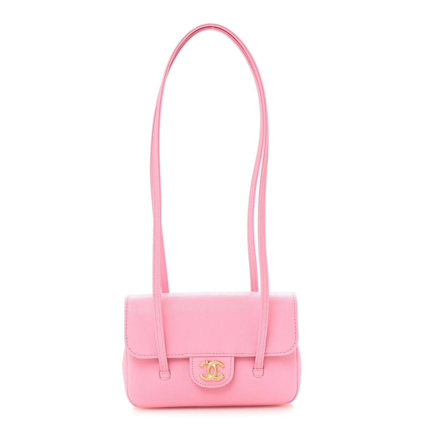 Shiny Caviar Mini Preppy Coco Shoulder Bag Rose