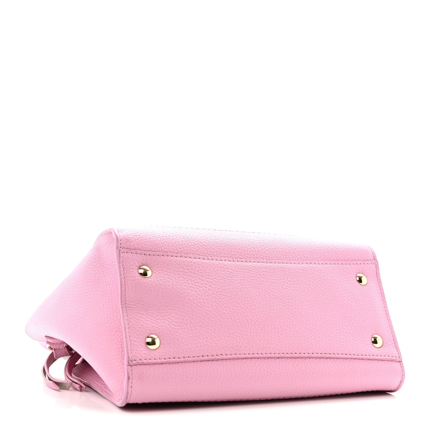 Grained Calfskin Double Handle Small Amy Tote Pink