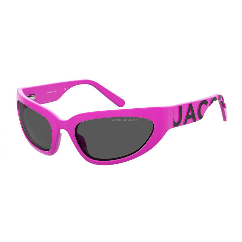Marc Jacobs Sunglasses Rectangle Full Rim, Fuchsia/Black Frame and Grey Lens MARC738/S0EWWIR