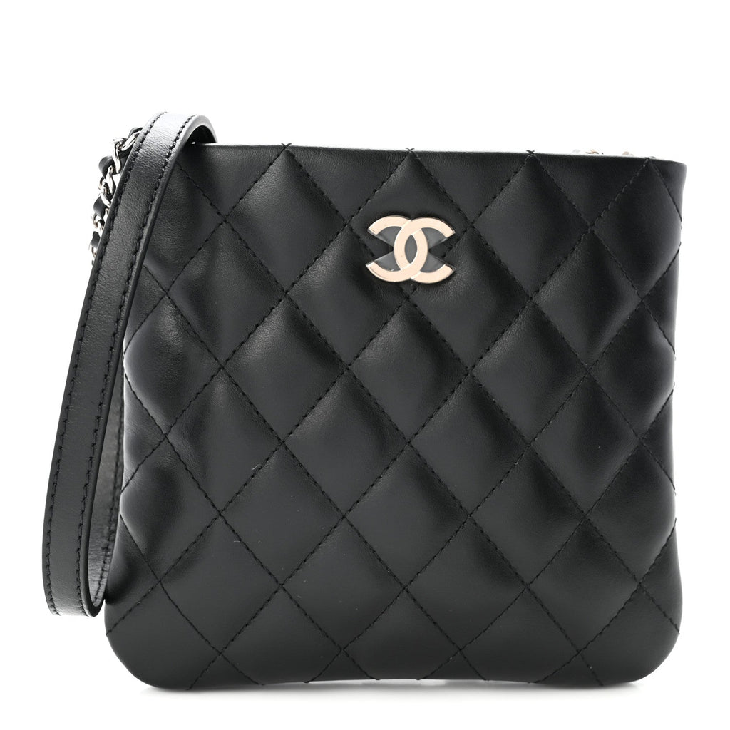 Lambskin Quilted Uniform Crossbody Bag Black