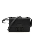 Ultra Matte Grained Calfskin 30 Montaigne Flap Bag Black