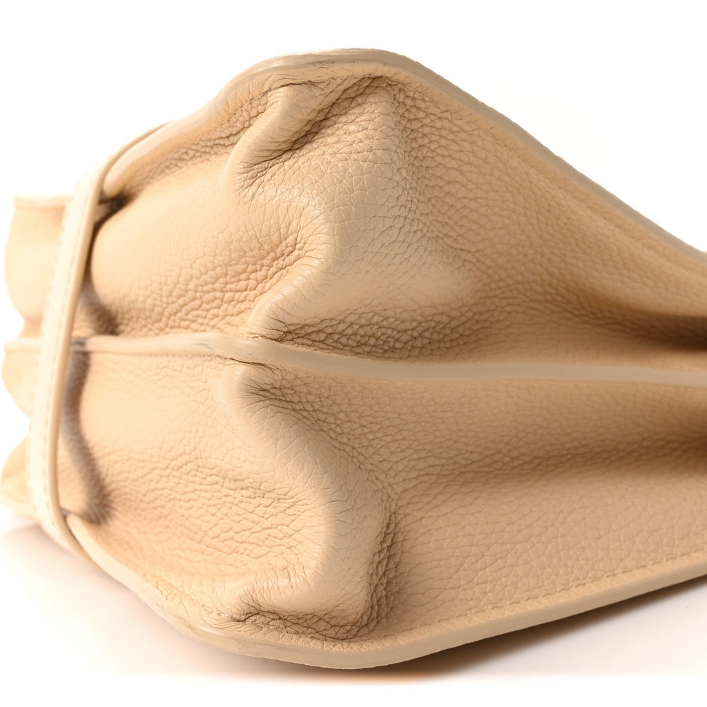 Shiny Grained Calfskin Medium Aby Day Shoulder Bag Blondie Beige