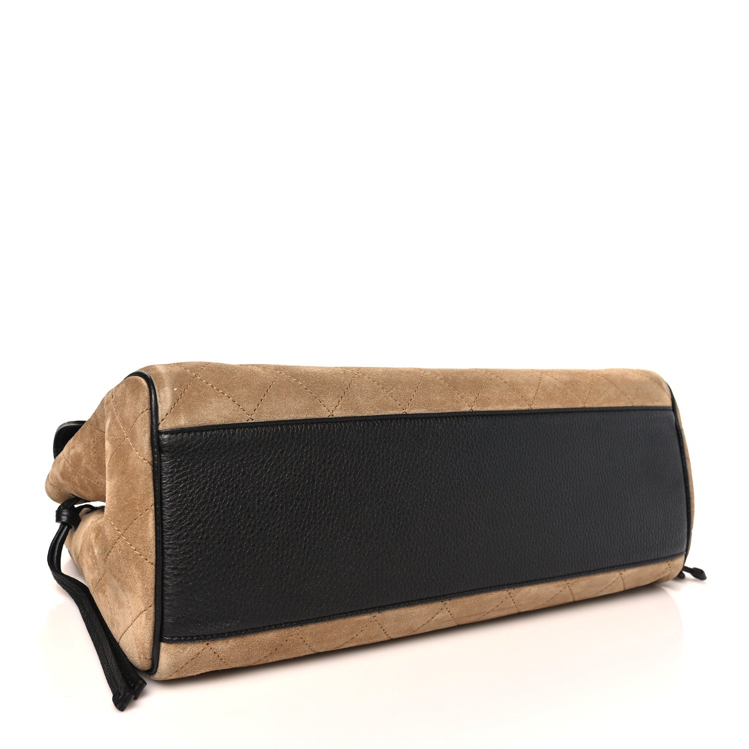 Grained Calfskin Suede Urban Essentials Shopping Bag Dark Beige Black