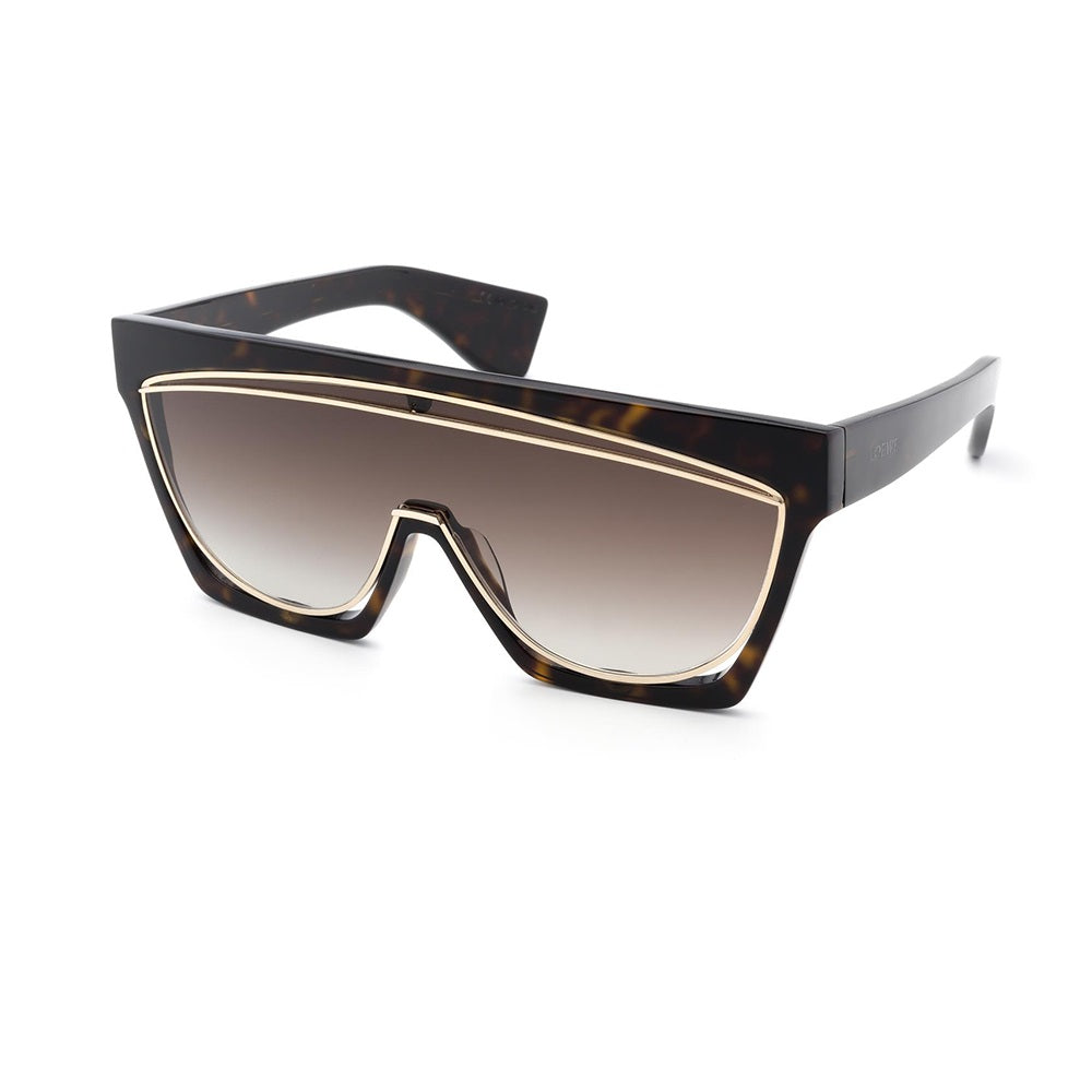 Loewe Sunglasses Shield Full Rim, Dark Havana/Gold Frame and Gradient Brown Lens LW40012F52F